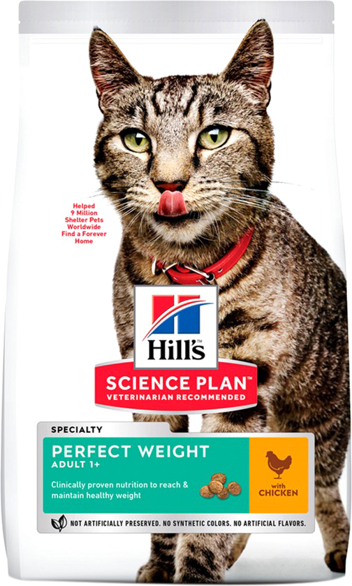 

Сухой корм для кошек склонных к ожирению Hill's Science Plan Feline Adult Perfect Weight с курицей - 1.5 кг
