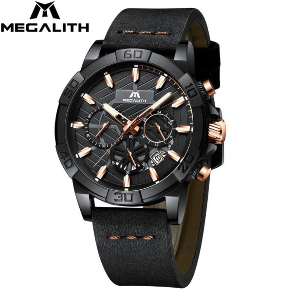 

Часы мужские Megalith 8086M | Leather Band Black