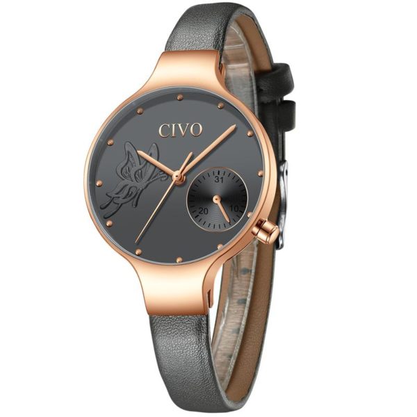 

Часы женские CIVO 8094C | Leather Band Gray