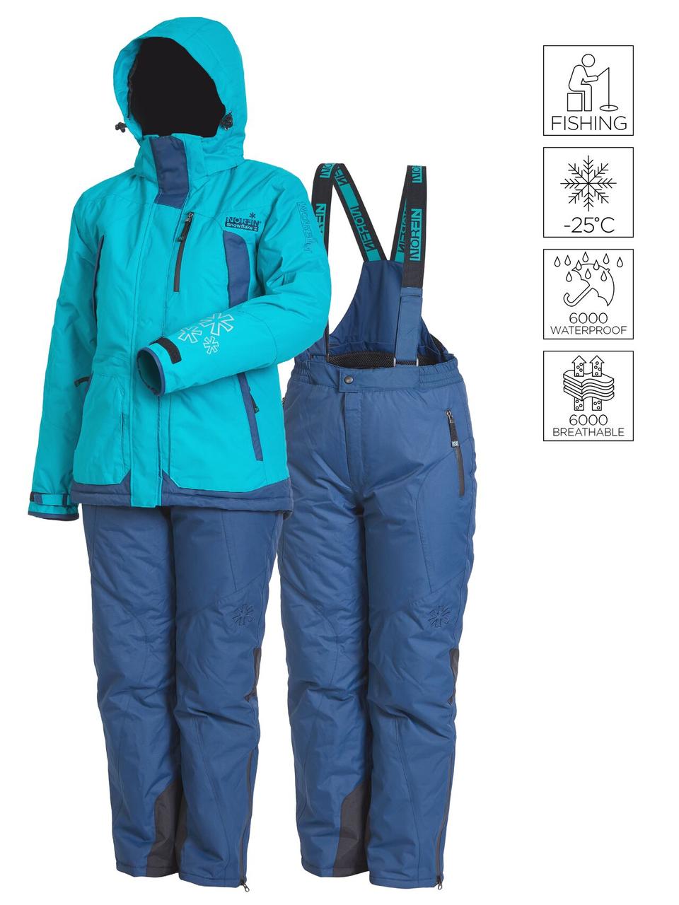 

Костюм жіноч. зимовий мембран. Norfin SNOWFLAKE 2 (блакитн.) -25 ° / 6000мм / S (532001-S)
