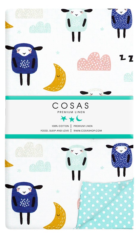 

Пододеяльник Cosas Sheep Sleep White Mint 110х140