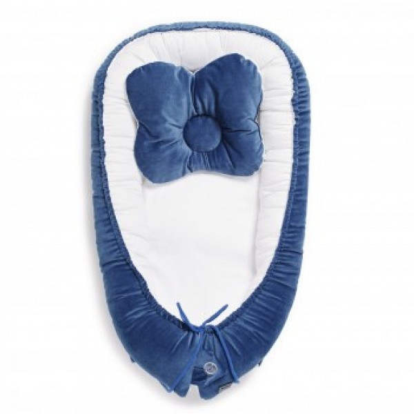 

Кокон для новорожденных Twins Velvet 9064 с подушкой Синий/Белый