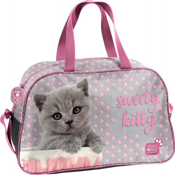 

Сумка спортивная для детей Paso Studio Pets PTKOL-074 Grey Kitten с плечевым ремнем и жестким дном Розовый/Серый с принтом