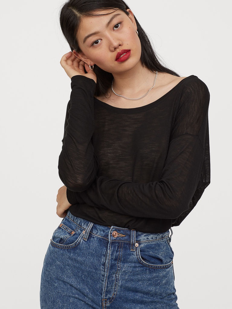 

Лонгслив H&M 060348870 M Черный