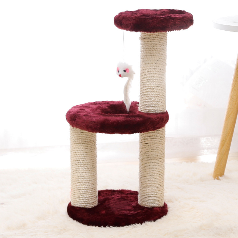 

Когтеточка для кота с полками и игрушкой Taotaopets 0072203 Burgundy размер 41*20*18,5 см