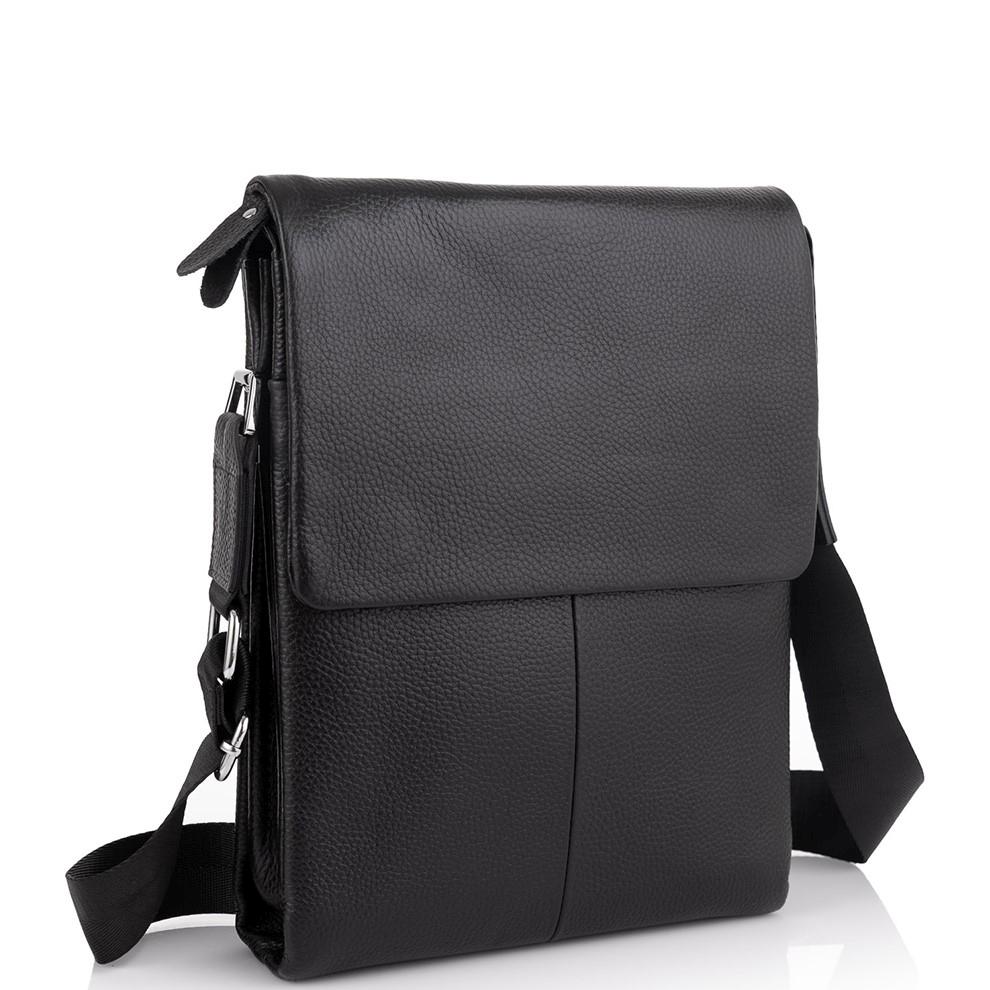 

Кожаная черная сумка мужская через плечо Tiding Bag A25F-9906A