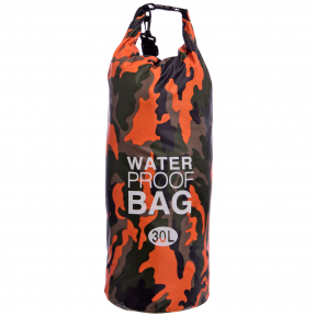 

Водонепроницаемый гермомешок с плечевым ремнем Waterproof Bag 30л оранжевый камуфляж TY-6878-30
