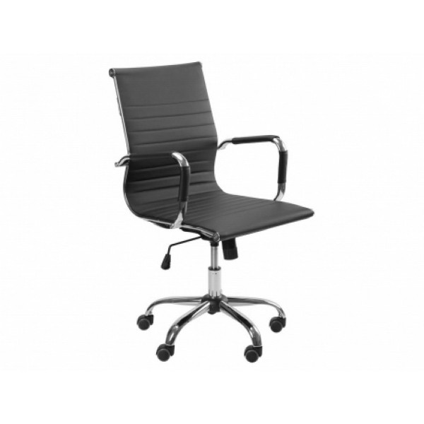 

Офисное кресло для кабинета SLIM LB Tilt CHR68 механизм Tilt, хромированная база, низкая спинка, обивка экокожа ECO 30 Новый стиль Черный