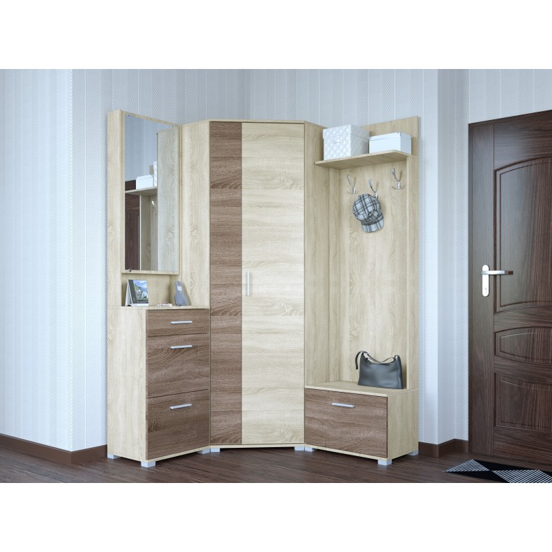 

Прихожая комплект Бриз 3 190 х 38 х 210 из ламинированного ДСП Дуб Сонома Трюфель Эверест