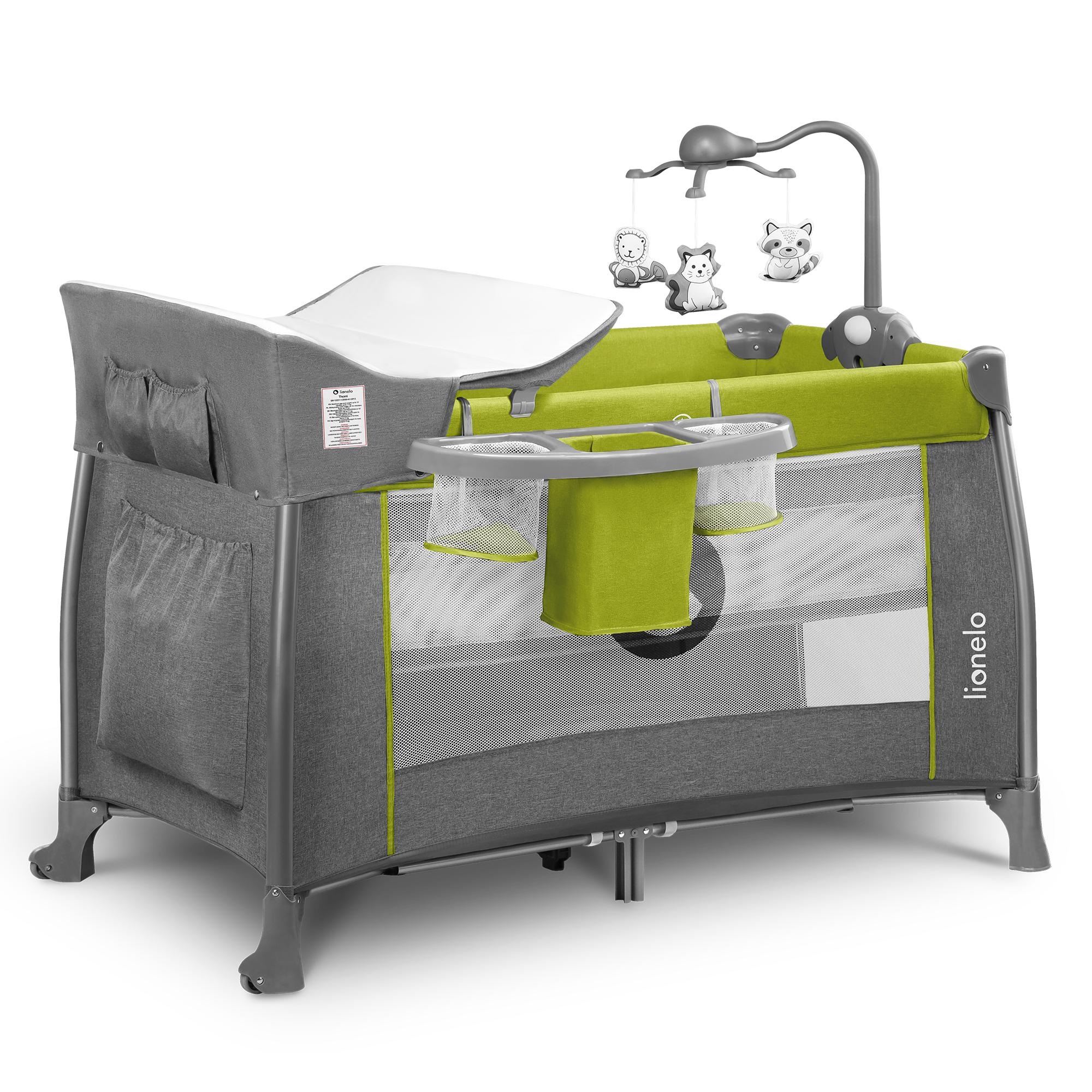 

Кроватка-манеж THOMI GREEN LEMON Lionelo 125x68x79 см 000148585
