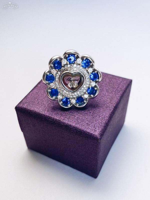 

Кольцо из серебра Adali Chopard цветок синий с кубическим цирконием 17.5 мм