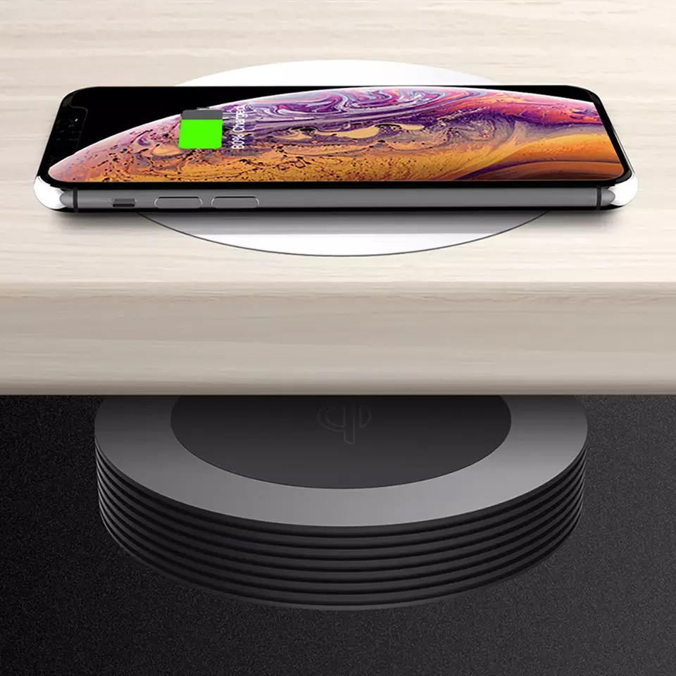 

Скрытая беспроводная зарядка для фиксации под столом iCharger QI Wireless. Белая поверхность