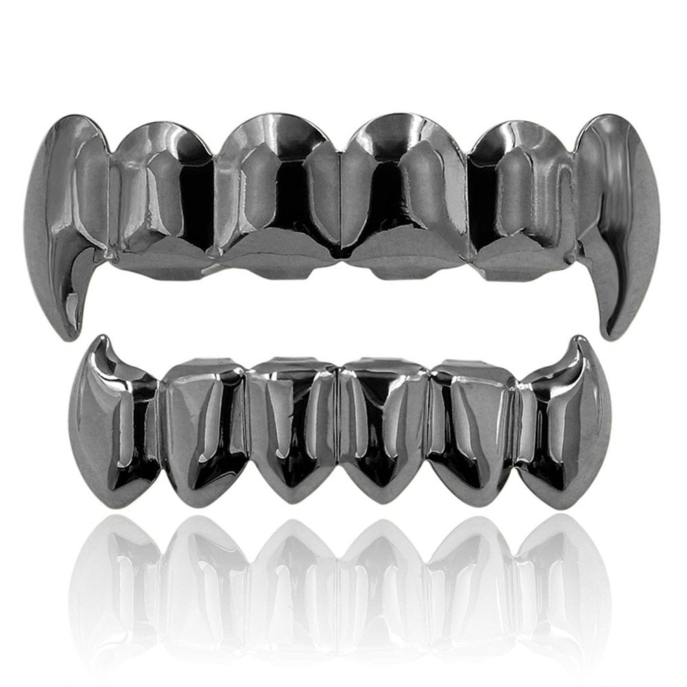 

Зубы (брекеты,грилзы) черные с клыками нержавеющая сталь Grillz