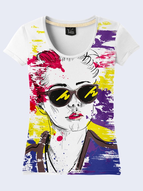 

Женская футболка Girl in sunglasses (2296) Vilno M (46) Разноцветный 000053694