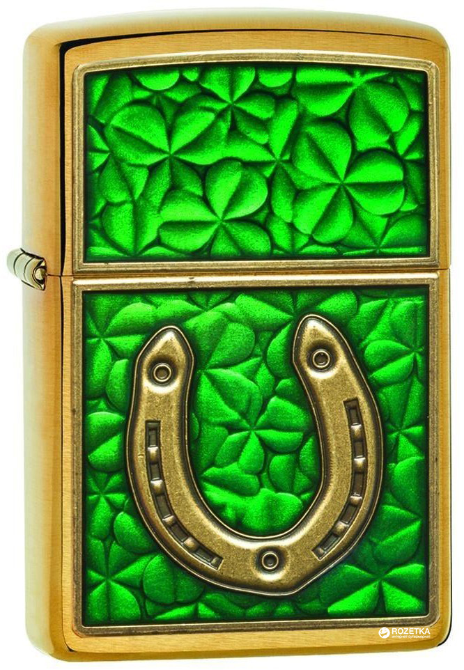 

Зажигалка Zippo Horseshoe Clovers Золотистая (Zippo 29243)