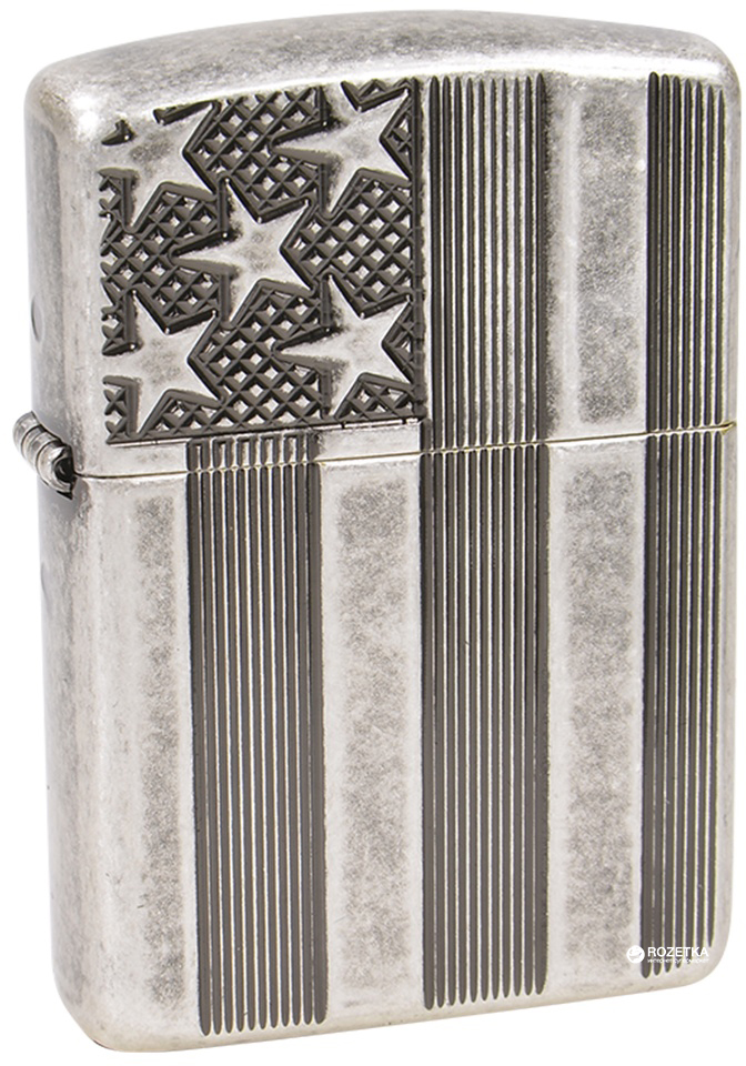 ジッポ Зажигалка Zippo 28974 Flag Armor Antique Silver Plate