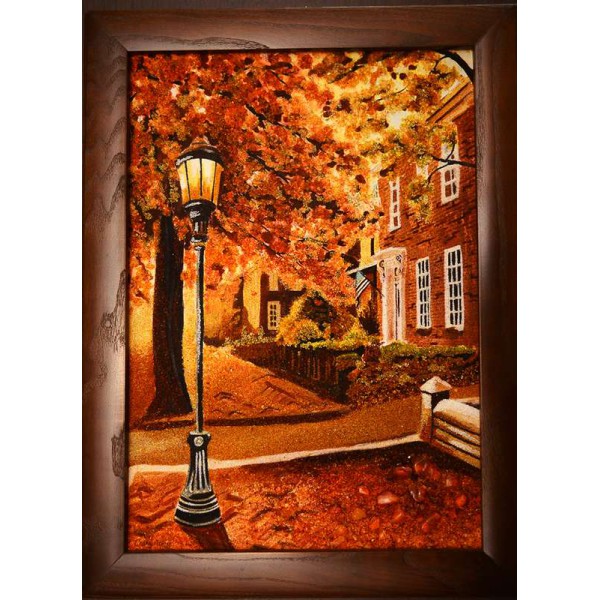 

Картина из янтаря 20*15 см Фонарь jan0034