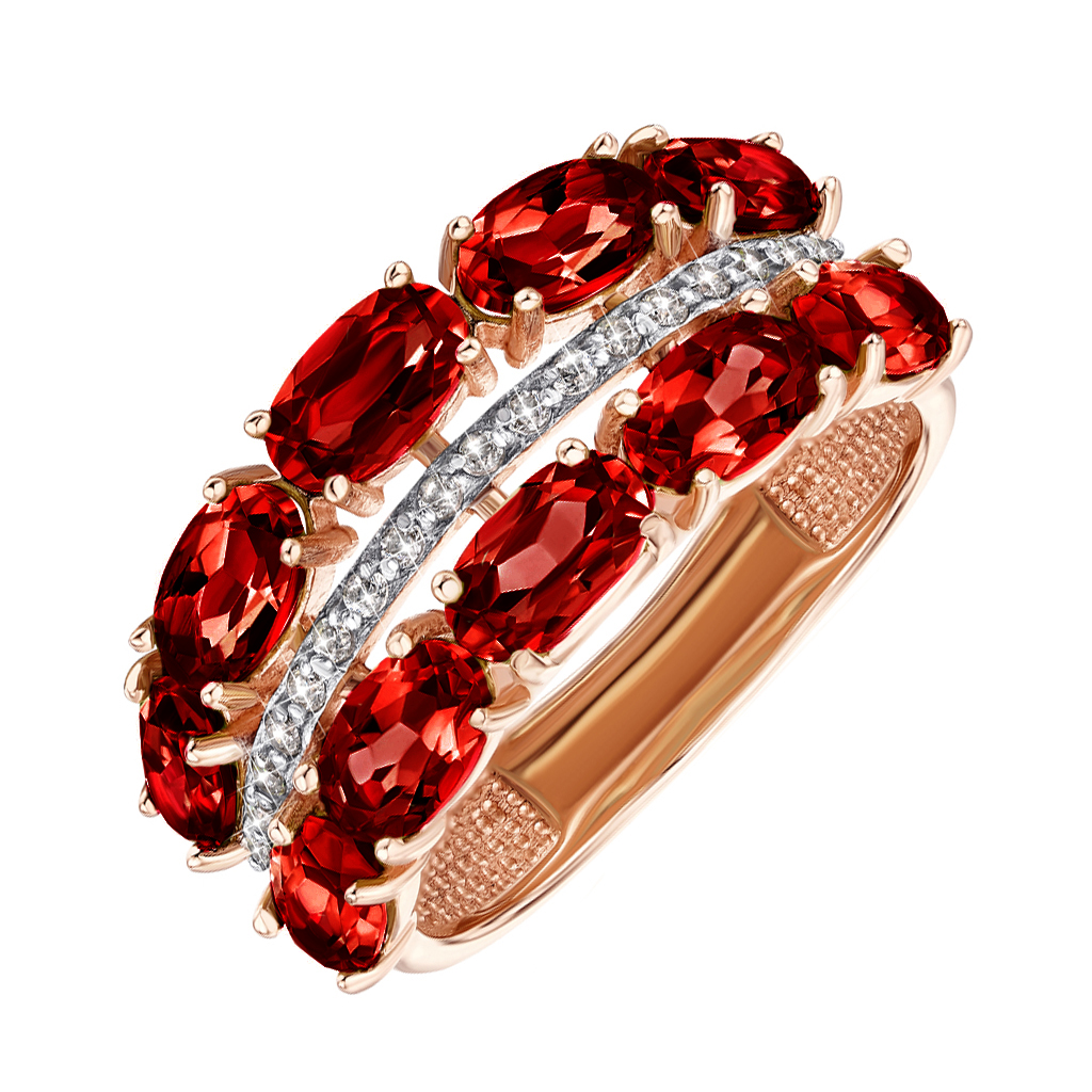 

Кольцо из красного золота с гранатами и фианитами 000134069 17 размера