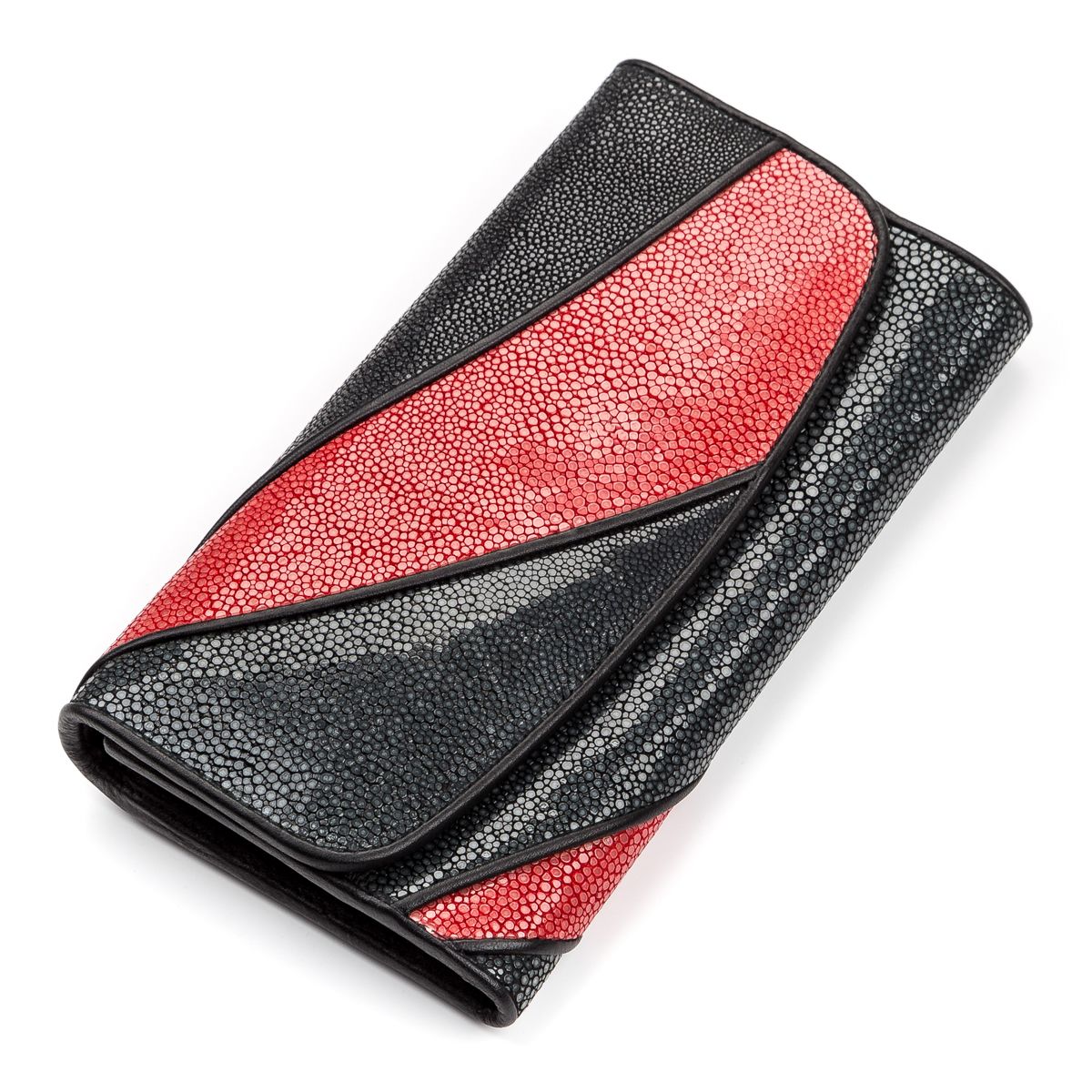 

Кошелек женский STINGRAY LEATHER 18117 из натуральной кожи морского ската STINGRAY LEATHER большие Черный