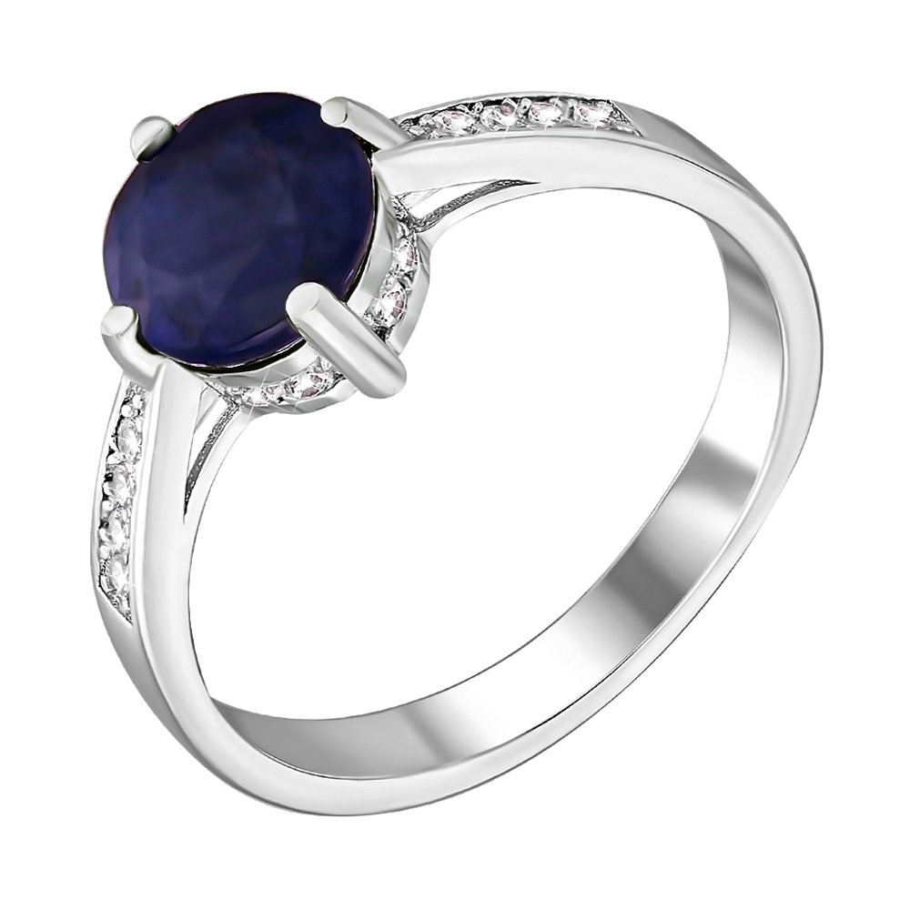 

Серебряное кольцо с сапфиром и фианитами 000121495 16.5 размера