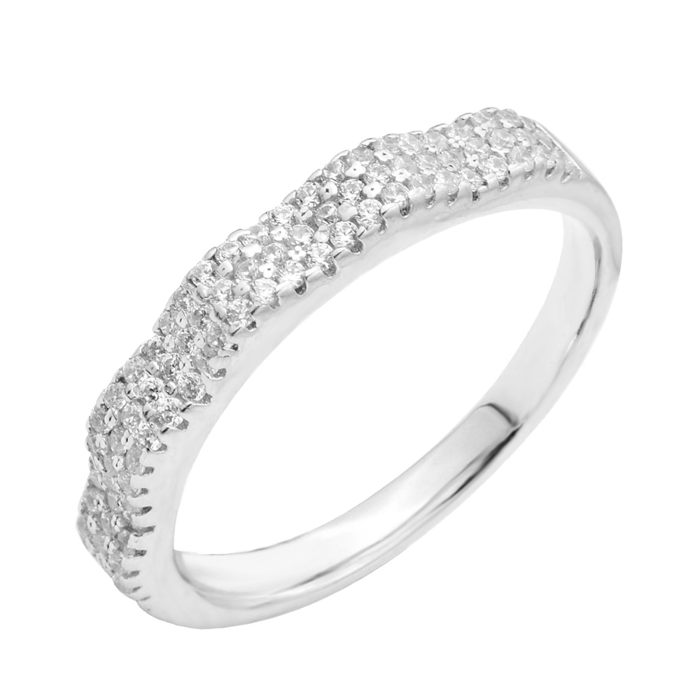 

Серебряное кольцо с усыпкой из фианитов 000124734 17 размера