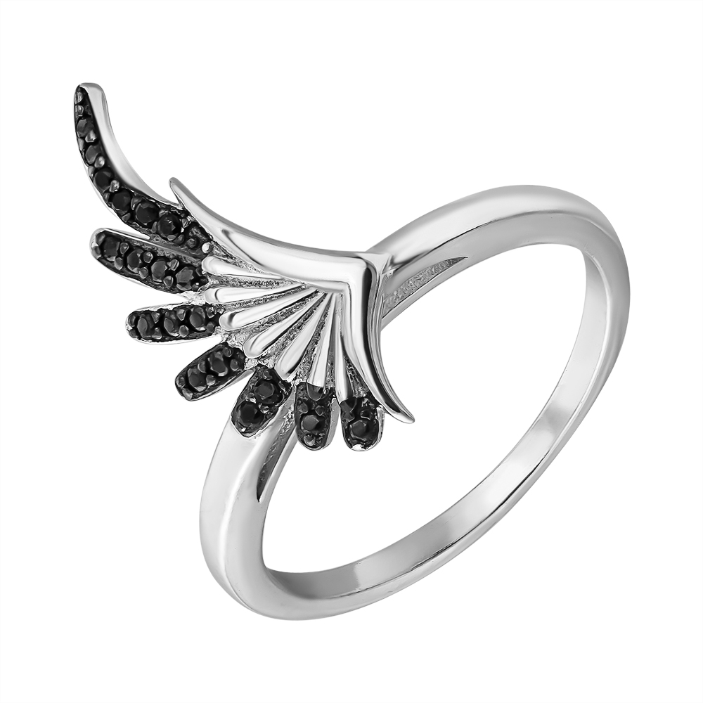 

Серебряное кольцо с черными фианитами 000132653 17 размера