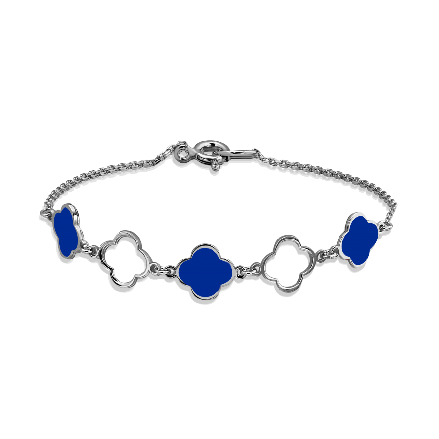 

Браслет Qzsilver (905-00895) Серебро Белый эмаль синяя 18 размер