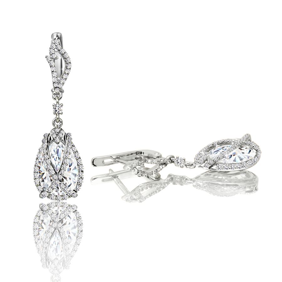 

Серьги Qzsilver (902-00264) Серебро Белый Фианит белый