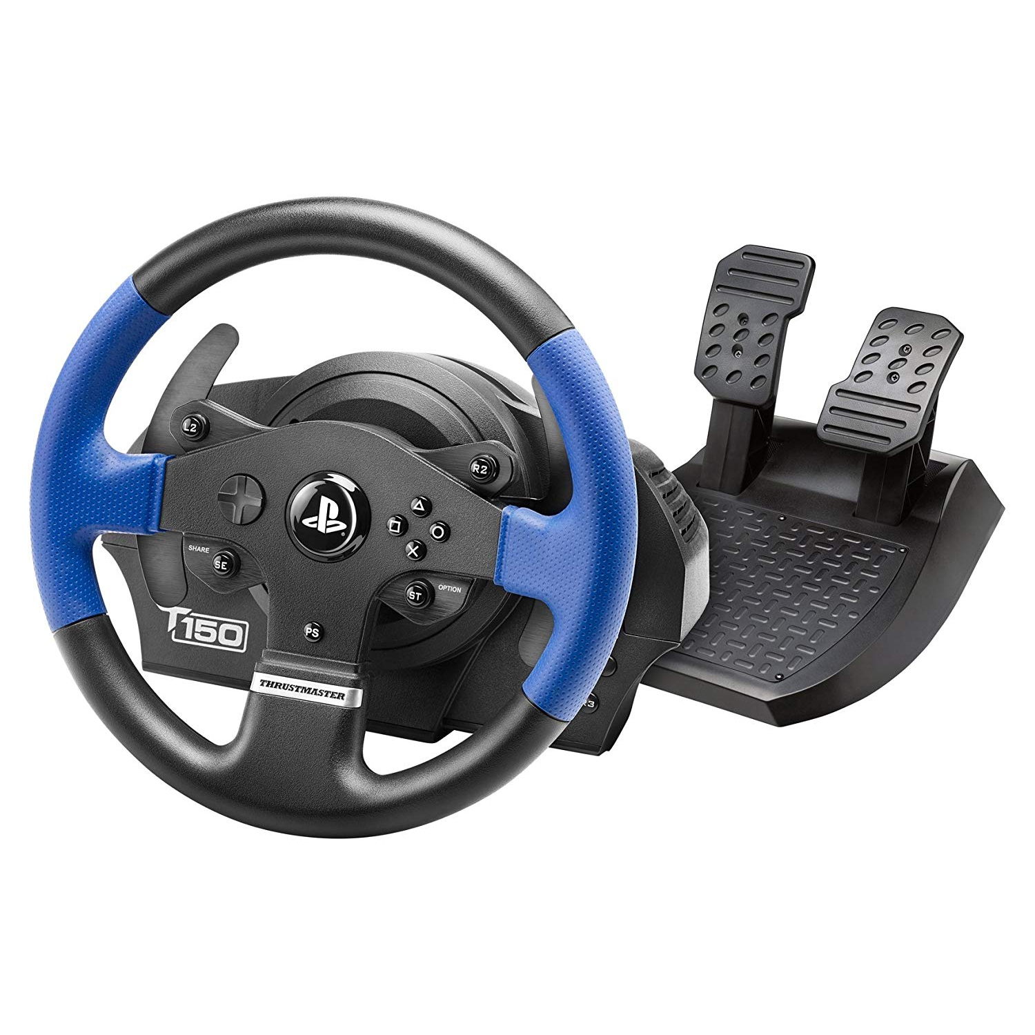 

Проводной руль Thrustmaster T150 (PS3/PS4/PC) с обратной связью и D-pad + 2 педали + 13 кнопок Черный/Синий