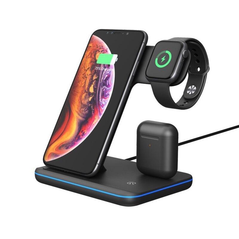 

Беспроводное зарядное устройство AirPower Wireless Charger 3 в 1 с технологией QI для iPhone, Apple Watch, AirPods (WC-0004)