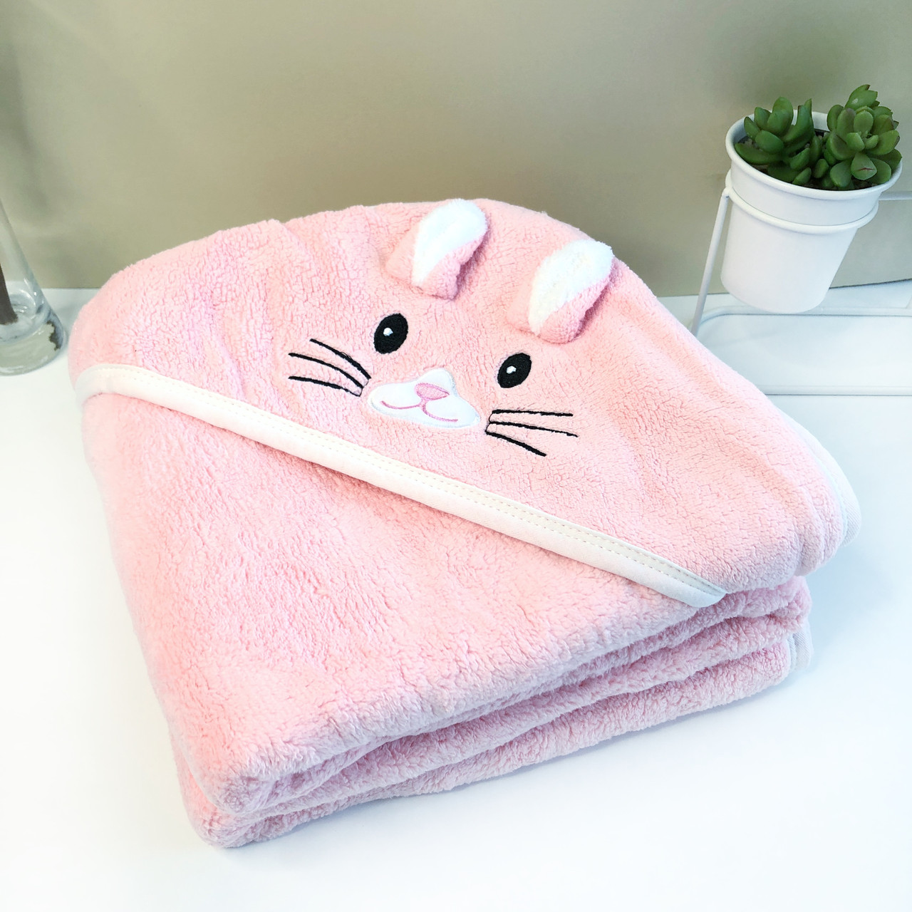

Полотенце детское уголок зайка микрофибра My blanket 90х 90 см розовый