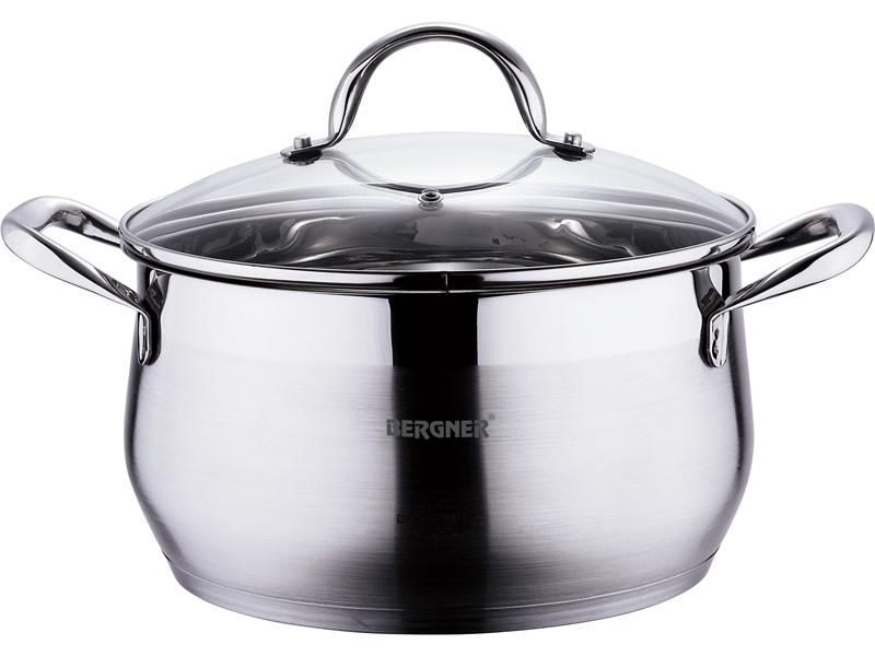 

Кастрюля из нержавеющей стали Bergner Gourmet 4.5 л, со стеклянной крышкой