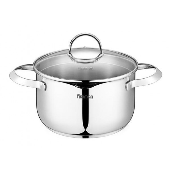

Кастрюля из нержавеющей стали Fissman Callisto 1.9 л, со стеклянной перфорированной крышкой, индукция