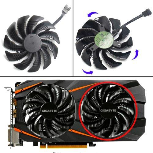 

Вентилятор 88мм 12В 4пин T129215SU-B Gigabyte GTX 1050 1060 1070 RX 580