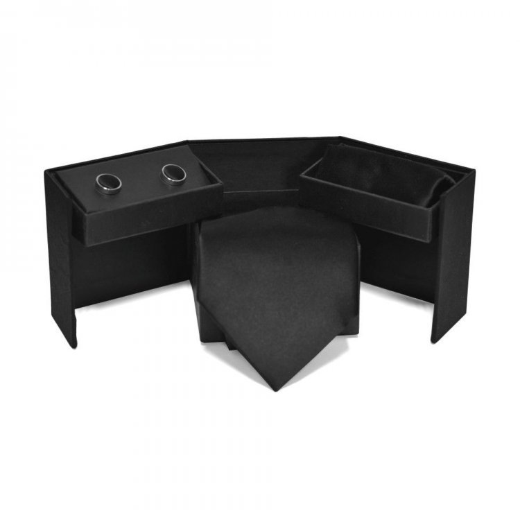 

Набор 3 В 1 Галстук Платок Запонки Emilio Corali 9,5 см Черный