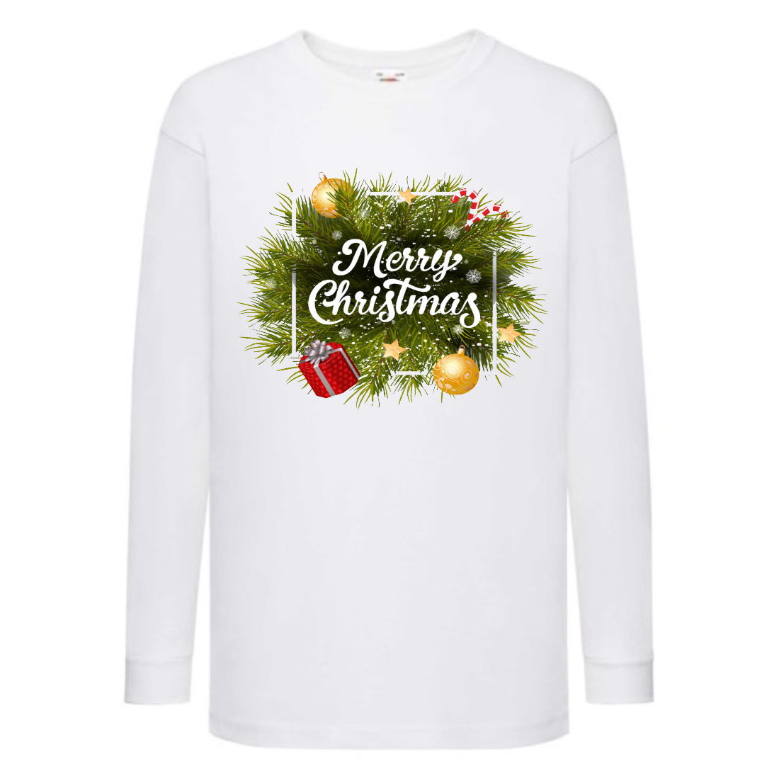 

Лонгслив реглан с длинным рукавом Новый год (Happy New Year-white-0016) белый 152 см