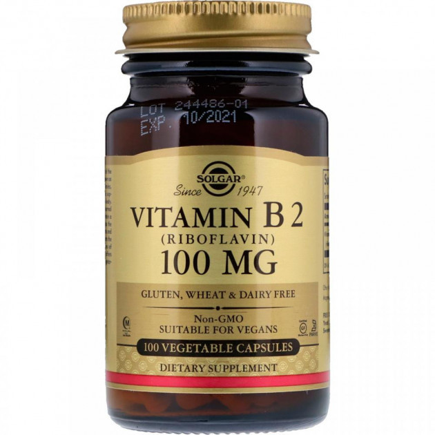 

Витамин Б2 (рибофлавин) Solgar Vitamin B 2 100 mg (100 veg caps)