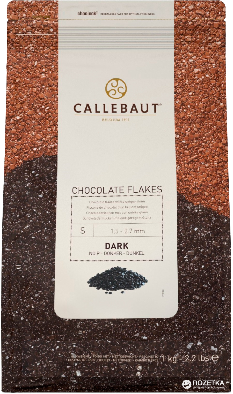 Акція на Декор Callebaut Flakes Dark Small из бельгийского черного шоколада в виде хлопьев 1 кг (5410522516012_5410522516036) від Rozetka UA