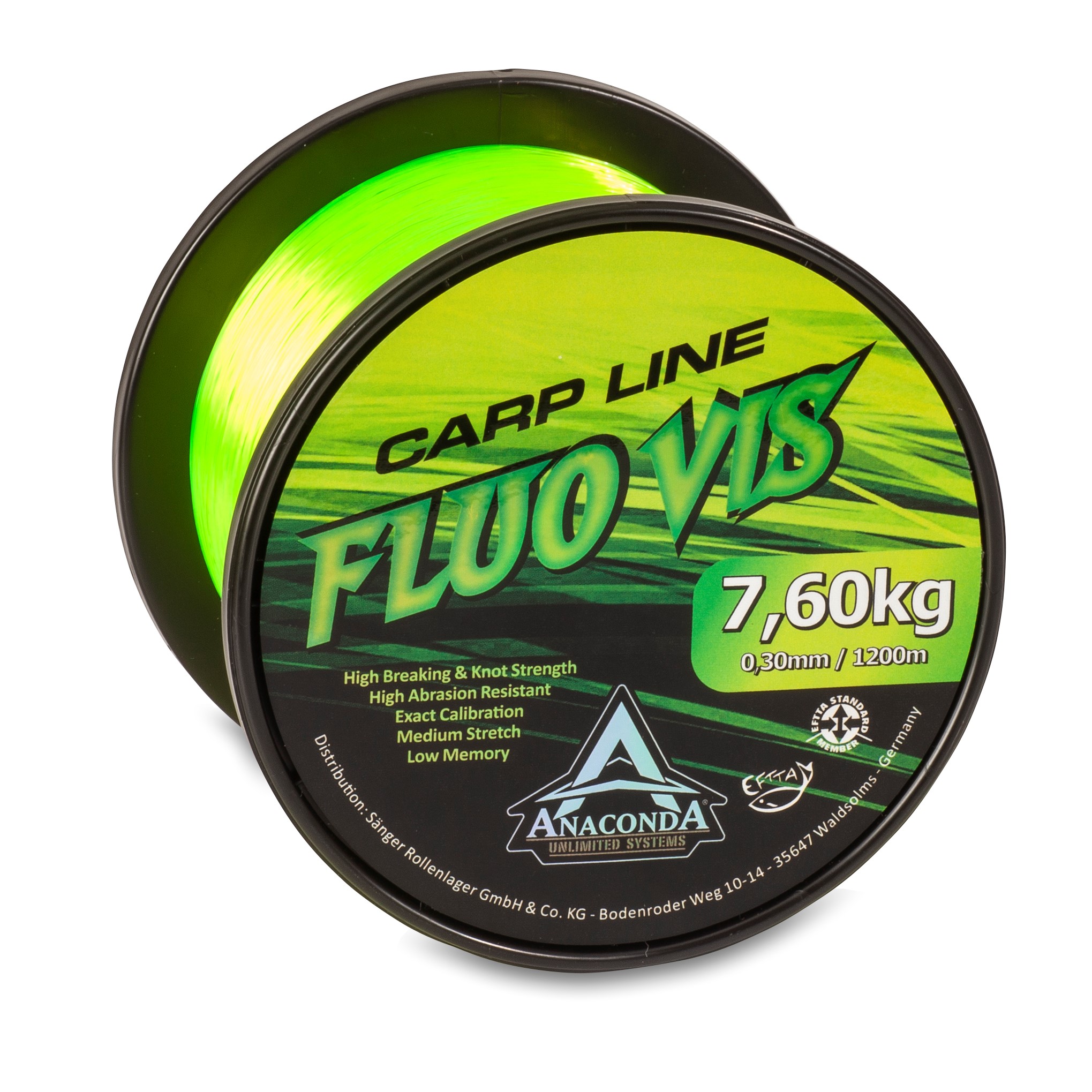 

Жилка ANACONDA Fluovis Carp Line 0.30mm 7.6kg 1200m fluo green (2425130)