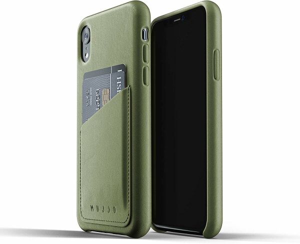 

Кожаный чехол MUJJO Full Leather Wallet для Apple iPhone XR - Olive