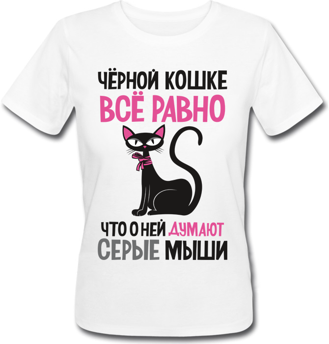 

Футболка Print Planet Чёрная Кошка  Белая, Футболка Print Planet Чёрная Кошка M Белая