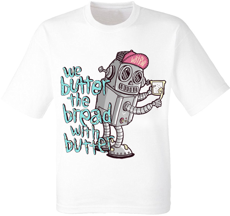 

Футболка Print Planet We Butter The Bread With Butter "Robot" белая, Футболка Print Planet We Butter The Bread With Butter "Robot" белая XL
