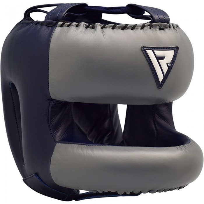 

Боксерский шлем тренировочный RDX Leather Dark Blue с бампером р. L