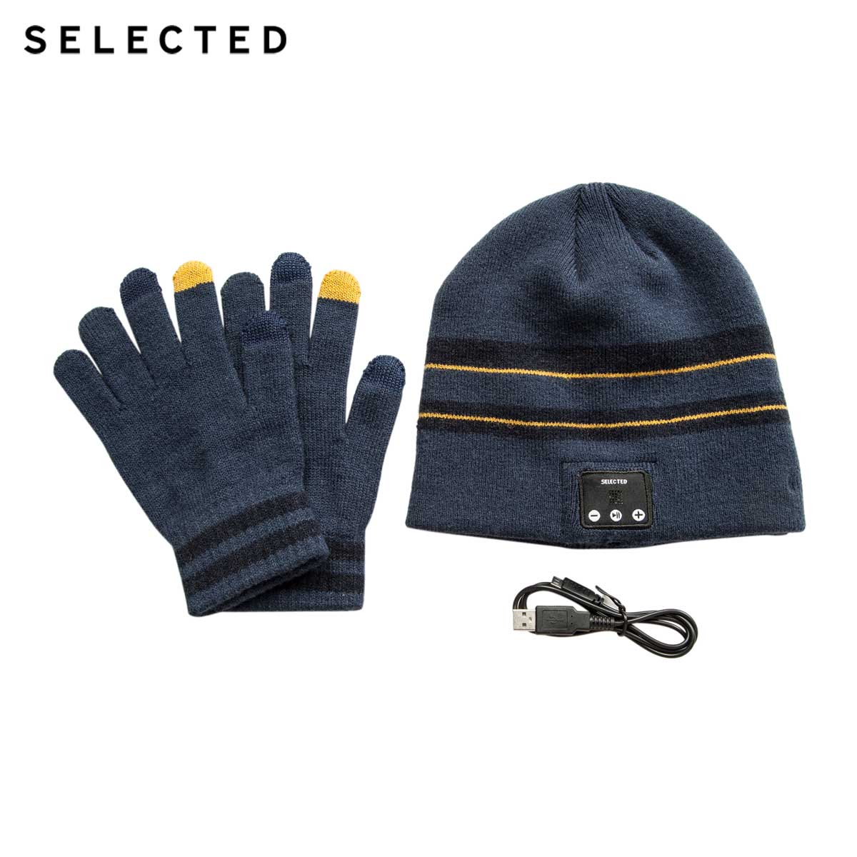 

шапка+перчатки Selected 415197010034 UNI т.синій комб.