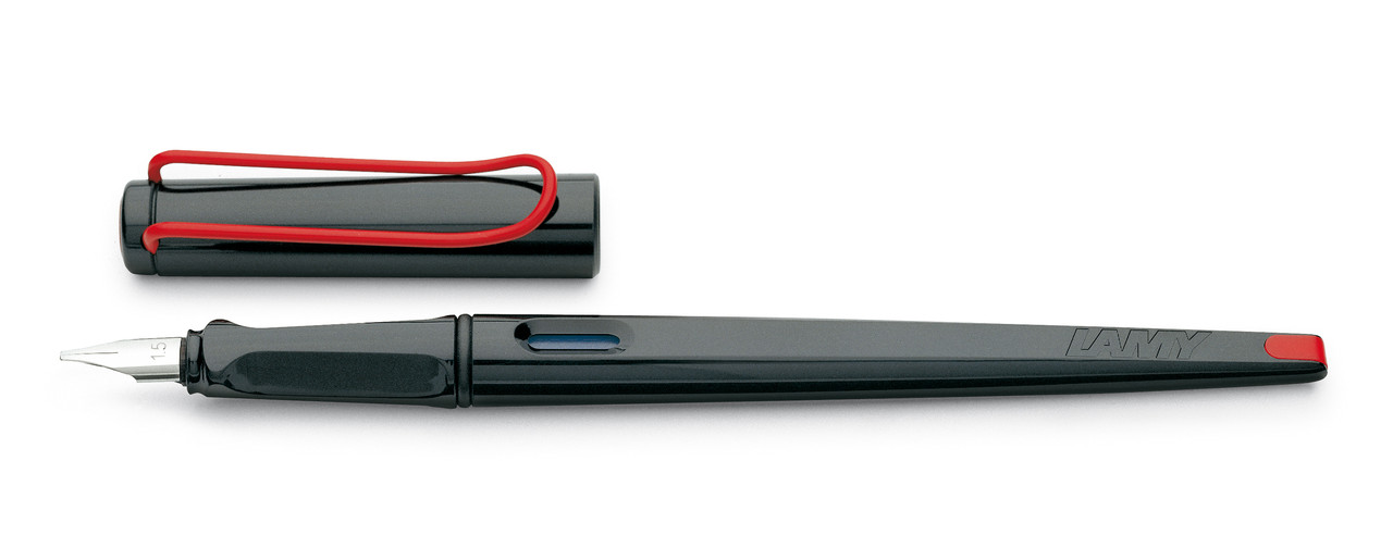 

Ручка Чернильная Lamy Joy Сияющая Чёрная с красной клипсой 1,1 мм / Чернила T10 Синие (4014519651116)