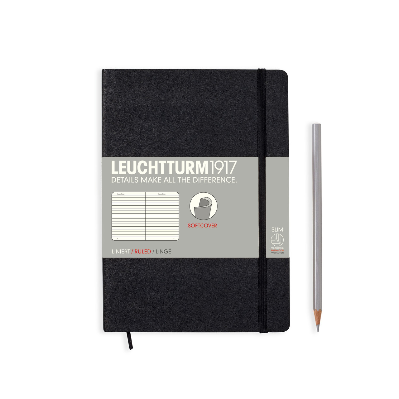 

Блокнот Leuchtturm1917 Мягкая обложка Средний (A5) Чёрный В клетку (14,5х21 см) (310337) (4004117328213)