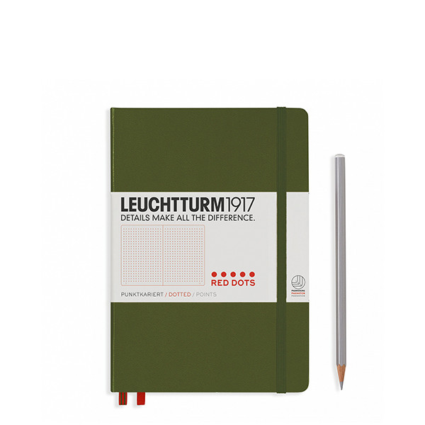 

Блокнот Leuchtturm1917 Red Dots Средний(А5) Хаки В точку (14,5х21 см) (357697) (4004117532702)