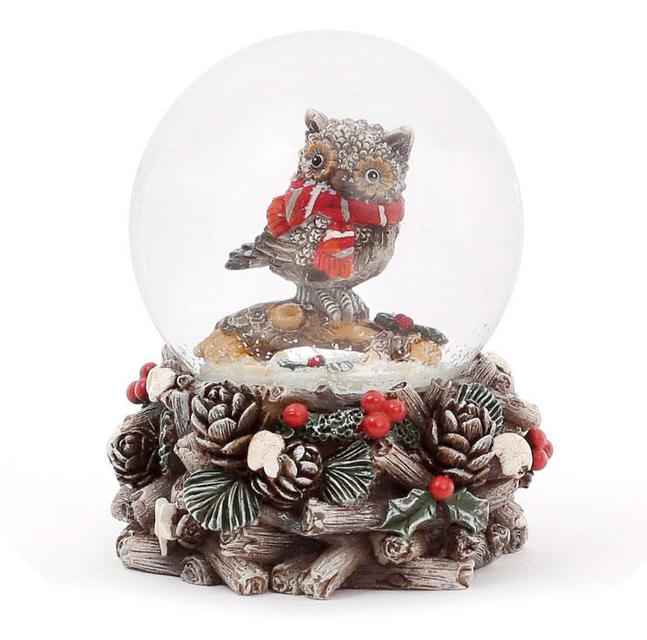 

Декоративный снежный/водяной шар Сова 6,5 см с шарфом, набор 12 шт(559-305)