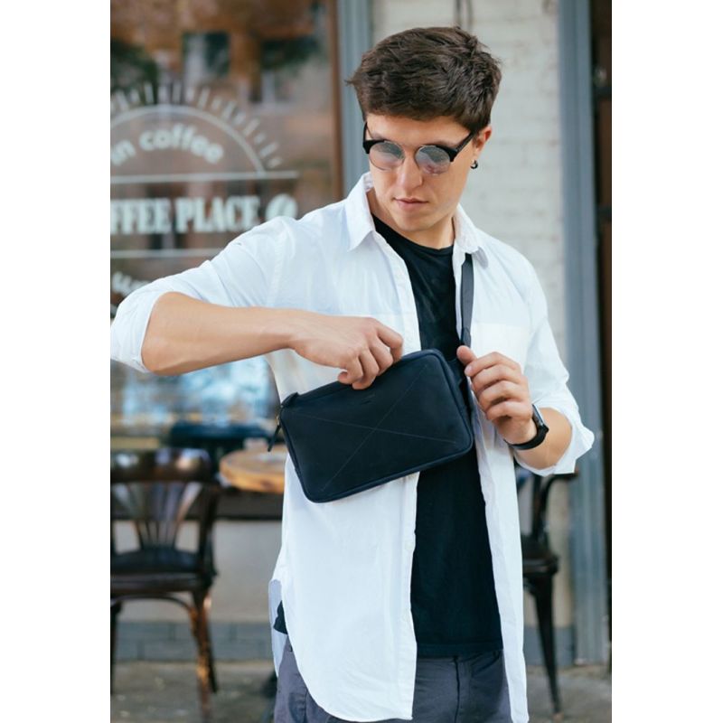 

Мужская кожаная поясная сумка (бананка) BlankNote Dropbag Maxi BN-BAG-20-nn Синий