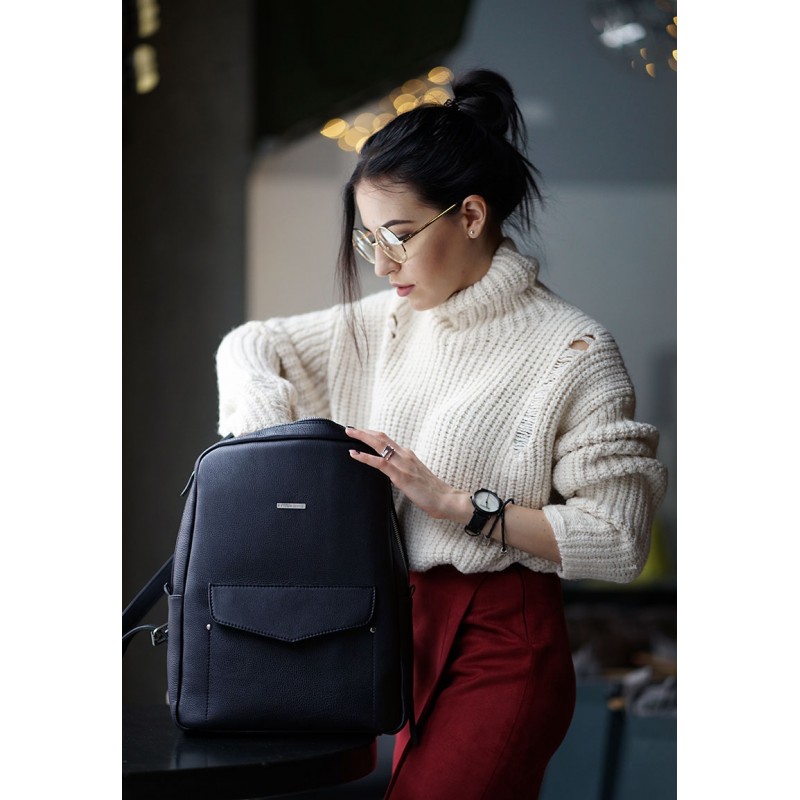 

Женский кожаный городской рюкзак BlankNote в стиле smart casual BN-BAG-19-mystic Темно-синий